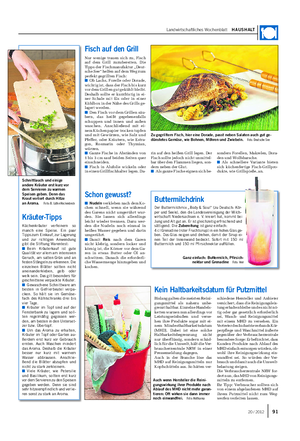 Landwirtschaftliches Wochenblatt HAUSHALT Kräuter-Tipps Küchenkräuter verfeinern so manch eine Speise.