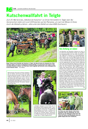 TIER Landwirtschaftliches Wochenblatt Kutschenwallfahrt in Telgte Zum 25.