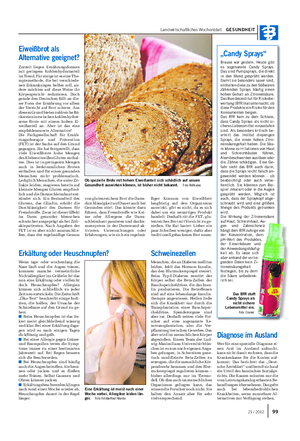 Landwirtschaftliches Wochenblatt GESUNDHEIT Zurzeit liegen Ernährungsformen mit geringem Kohlenhydratanteil im Trend.