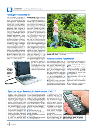 GESUNDHEIT Landwirtschaftliches Wochenblatt Ferndiagnosen via Internet ■ DrEd.