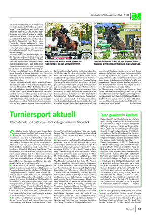 Landwirtschaftliches Wochenblatt TIER Turniersport aktuell Internationale und nationale Reitsportergebnisse im Überblick S t.