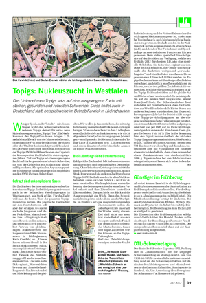 Topigs: Nukleuszucht in Westfalen Das Unternehmen Topigs setzt auf eine ausgewogene Zucht mit starken, gesunden und robusten Schweinen.