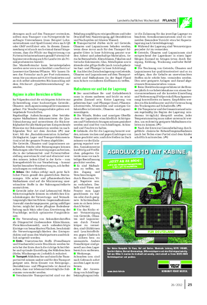 Landwirtschaftliches Wochenblatt PFLANZE Beladung sorgfältig zu reinigen (Besen und/oder Druckluft bzw.