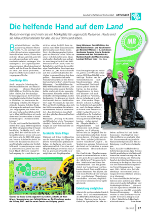 Landwirtschaftliches Wochenblatt AKTUELLES B etriebshilfsdienst und Ma- schinenring Münster-Waren- dorf e.