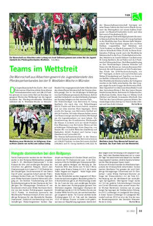 TIER Teams im Wettstreit Die Mannschaft aus Albachten gewinnt die Jugendstandarte des Pferdesportverbandes bei der 9.