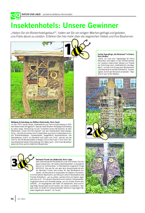 NATUR UND JAGD Landwirtschaftliches Wochenblatt Insektenhotels: Unsere Gewinner „Haben Sie ein Bienenhotel gebaut?