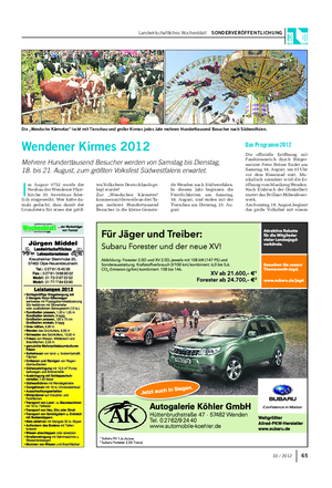 Landwirtschaftliches Wochenblatt SONDERVERÖFFENTLICHUNG Wendener Kirmes 2012 Mehrere Hunderttausend Besucher werden von Samstag bis Dienstag, 18.