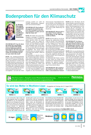 Landwirtschaftliches Wochenblatt DAS THEMA Bodenproben für den Klimaschutz WOCHENBLATT: Frau Dr.