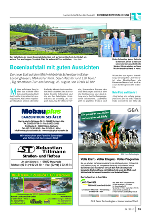 Landwirtschaftliches Wochenblatt SONDERVERÖFFENTLICHUNG M itten auf einem Berg in über 500 m Höhe steht der neue Boxenlaufstall der Familie Schweitzer in Leve- ringhausen.