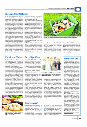 Landwirtschaftliches Wochenblatt HAUSHALT Neben Salz, Pfeffer, Muskat und anderen separaten Gewürzen finden sich in vielen Küchen fer- tige Gewürzmischungen.