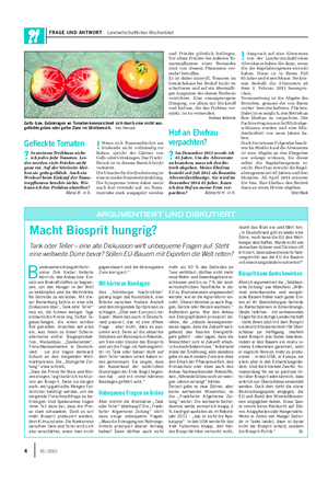 FRAGE UND ANTWORT Landwirtschaftliches Wochenblatt Gefleckte Tomaten ?