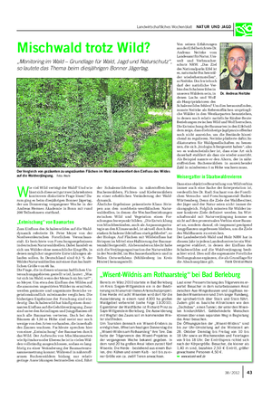 Landwirtschaftliches Wochenblatt NATUR UND JAGD W ie viel Wild verträgt der Wald?