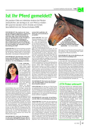 Landwirtschaftliches Wochenblatt TIER Ist Ihr Pferd gemeldet?