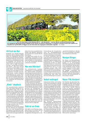 NACHRICHTEN Landwirtschaftliches Wochenblatt BILD DER WOCHE: Seit 125 Jahren fahren auf der Bahnlinie RB 67 – „Der Warendorfer“ – zwischen Münster und Rheda-Wiedenbrück Züge.