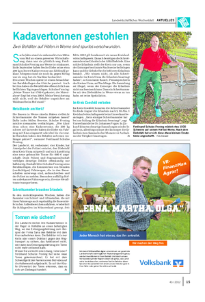 Landwirtschaftliches Wochenblatt AKTUELLES VR- Finan zPlan Agrar !