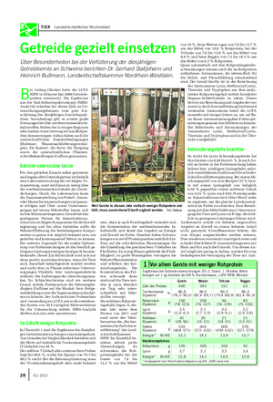 TIER Landwirtschaftliches Wochenblatt Getreide gezielt einsetzen Über Besonderheiten bei der Verfütterung der diesjährigen Getreideernte an Schweine berichten Dr.