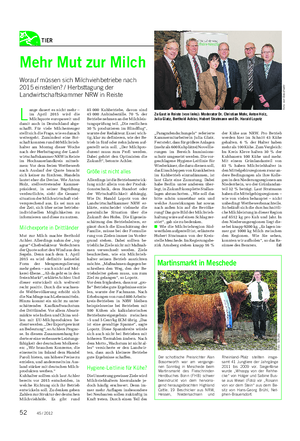 TIER Landwirtschaftliches Wochenblatt Mehr Mut zur Milch Worauf müssen sich Milchviehbetriebe nach 2015 einstellen?
