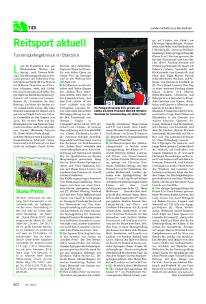 TIER Landwirtschaftliches Wochenblatt Reitsport aktuell Turniersportergebnisse im Überblick L yon in Frankreich war am Wochenende Station des Spring- und Dressur-Welt- cups.