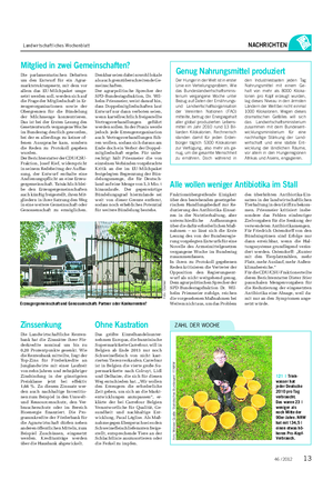 Landwirtschaftliches Wochenblatt NACHRICHTEN 121 l Trink- wasser hat jeder Deutsche 2010 pro Tag verbraucht.