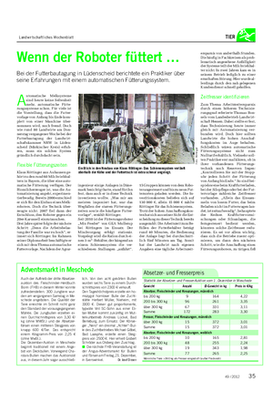 Landwirtschaftliches Wochenblatt TIER Wenn der Roboter füttert … Bei der Futterbautagung in Lüdenscheid berichtete ein Praktiker über seine Erfahrungen mit einem automatischen Fütterungssystem.