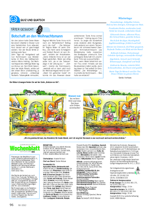 QUIZ UND QUATSCH Landwirtschaftliches Wochenblatt REDAKTION: Hülsebrockstraße 2–8, 48165 Münster; Postfach 49 29, 48028 Münster, Tel.