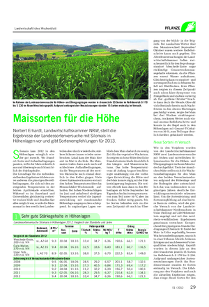 Landwirtschaftliches Wochenblatt PFLANZE S ilomais kam 2012 in den Höhenlagen ertraglich wie- der gut zurecht.