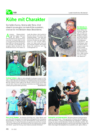 TIER Landwirtschaftliches Wochenblatt Kühe mit Charakter Sie heißen Sunny, Verena oder Rona.