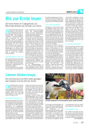 Landwirtschaftliches Wochenblatt MÄRKTE 2013 B is Ende November blieb das Preisniveau für Futterwei- zen, Futtergerste, Futterrog- gen, Futterhafer und Triticale un- verändert fest.