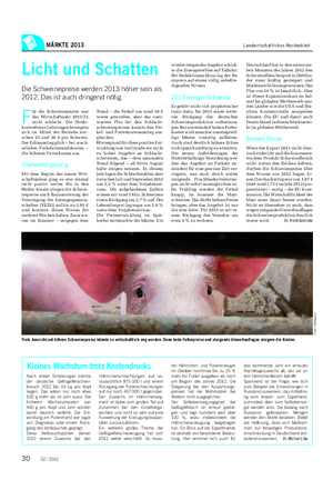 MÄRKTE 2013 Landwirtschaftliches Wochenblatt F ür die Schweinemäster war das Wirtschaftsjahr 2011/12 nicht schlecht.