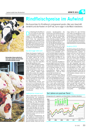 Landwirtschaftliches Wochenblatt MÄRKTE 2013 D ie Marktlage für Rindfleisch ist seit mehr als einem Jahr durchgehend positiv.