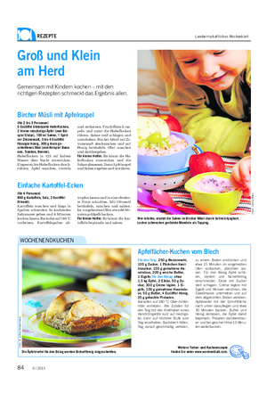 REZEPTE Landwirtschaftliches Wochenblatt Groß und Klein am Herd Gemeinsam mit Kindern kochen – mit den richtigen Rezepten schmeckt das Ergebnis allen.