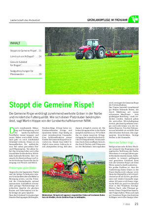 Landwirtschaftliches Wochenblatt GRÜNLANDPFLEGE IM FRÜHJAHR INHALT Stoppt die Gemeine Rispe!