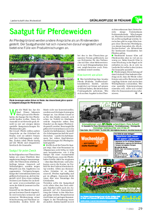 Landwirtschaftliches Wochenblatt GRÜNLANDPFLEGE IM FRÜHJAHR Saatgut für Pferdeweiden An Pferdegrünland werden andere Ansprüche als an Rinderweiden gestellt.