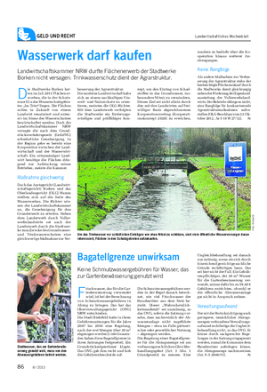GELD UND RECHT Landwirtschaftliches Wochenblatt Wasserwerk darf kaufen Landwirtschaftskammer NRW durfte Flächenerwerb der Stadtwerke Borken nicht versagen: Trinkwasserschutz dient der Agrarstruktur.