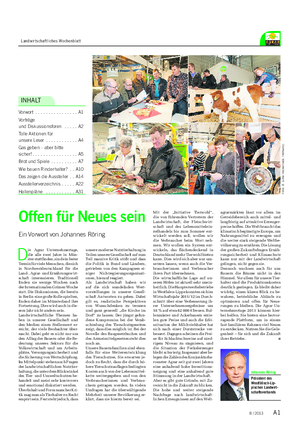 A18 / 2013 Landwirtschaftliches Wochenblatt INHALT Vorwort .