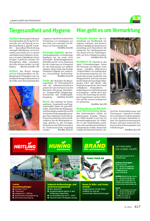 A178 / 2013 Landwirtschaftliches Wochenblatt AgroTeam: Desical agroCoating ist eine Spezialbeschichtung für Fut- tertische, die auf Eignung im Le- bensmittelbereich geprüft wurde.