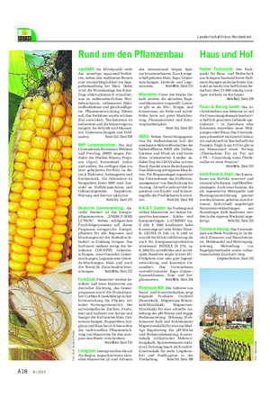 A18 Landwirtschaftliches Wochenblatt agaSAAT: Im Mittelpunkt steht das neuartige aqua.