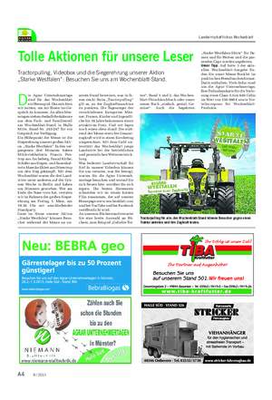 A4 Landwirtschaftliches Wochenblatt „Starke-Westfalen-Shirts“ für Da- men und für Herren und die pas- senden Caps werden angeboten.