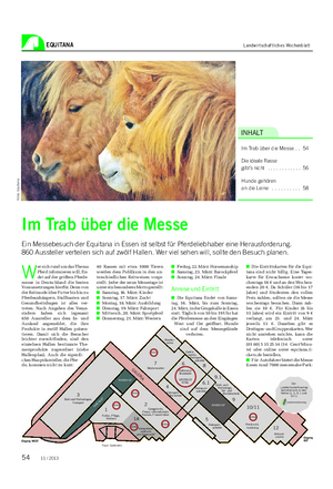 EQUITANA Landwirtschaftliches Wochenblatt W er sich rund um das Thema Pferd informieren will, fin- det auf der größten Pferde- messe in Deutschland die besten Voraussetzungen hierfür.