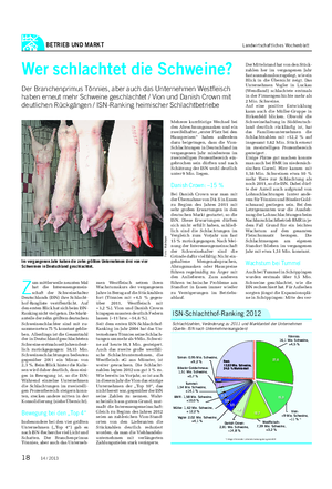 BETRIEB UND MARKT Landwirtschaftliches Wochenblatt Z um mittlerweile neunten Mal hat die Interessengemein- schaft der Schweinehalter Deutschlands (ISN) ihre Schlacht- hof-Rangliste veröffentlicht.