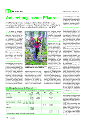 WALD UND JAGD Landwirtschaftliches Wochenblatt Vorbereitungen zum Pflanzen Eine Pflanzung im Wald muss gut vorbereitet sein.