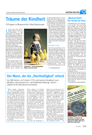 Landwirtschaftliches Wochenblatt NOTIZEN VOR ORT Kreuzburg/Oberschlesien und ar- beitete nach dem Abitur im Kin- dergarten und als Hilfslehrerin.