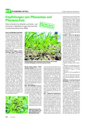 Empfehlungen zum Pflanzenbau und Pflanzenschutz Über erforderliche Arbeiten auf Acker- und Grünland in Westfalen-Lippe informiert die Landwirtschaftskammer NRW.