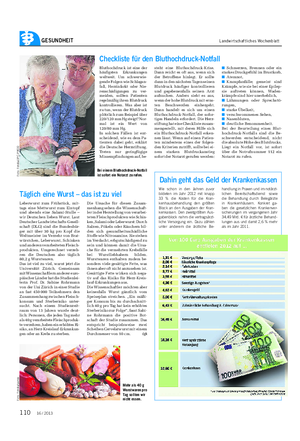 GESUNDHEIT Landwirtschaftliches Wochenblatt Mehr als 40 g Wurstwaren pro Tag sollten wir nicht essen.