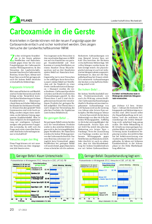 PFLANZE Landwirtschaftliches Wochenblatt Carboxamide in die Gerste Krankheiten in Gerste können mit der neuen Fungizidgruppe der Carboxamide einfach und sicher kontrolliert werden.