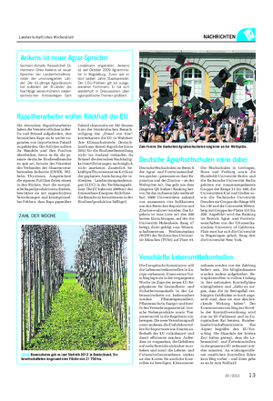 Landwirtschaftliches Wochenblatt NACHRICHTEN Deutsche Hochschulen im Bereich der Agrar- und Forstwissenschaf- ten spielen – gemessen an ihrer Re- putation und der Zitation – an der Weltspitze mit.