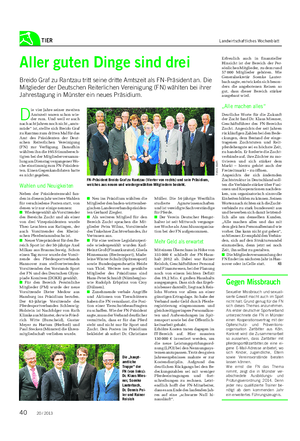 TIER Landwirtschaftliches Wochenblatt Aller guten Dinge sind drei Breido Graf zu Rantzau tritt seine dritte Amtszeit als FN-Präsident an.