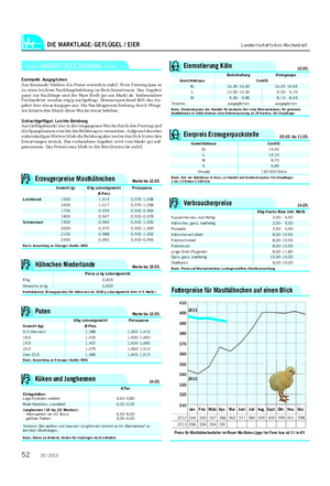DIE MARKTLAGE: GEFLÜGEL / EIER Landwirtschaftliches Wochenblatt +++ MARKTTELEGRAMM +++ Eiermarkt: Ausgeglichen Am Eiermarkt bleiben die Preise weiterhin stabil.