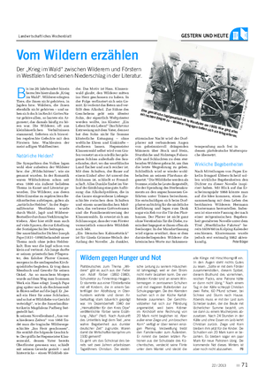 Landwirtschaftliches Wochenblatt GESTERN UND HEUTE Vom Wildern erzählen Der „Krieg im Wald“ zwischen Wilderern und Förstern in Westfalen fand seinen Niederschlag in der Literatur.