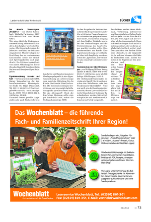 Landwirtschaftliches Wochenblatt BÜCHER Der aktuelle Steuerratgeber 2012/2013 – von Dieter Katten- beck.